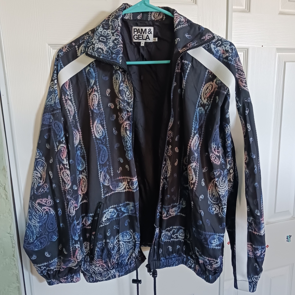 Pam & Gela Womens Jacket Blue Paisley Shell Ligth SZ  M /L P Great Conditions